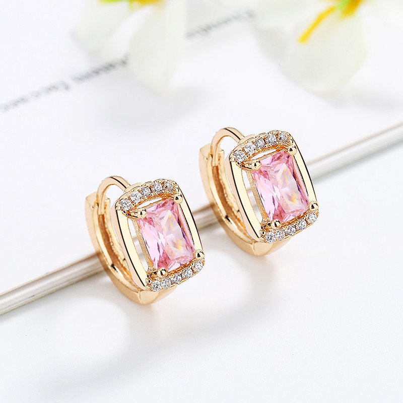 Fancy Cubic Zirconia Women Earring pink 1