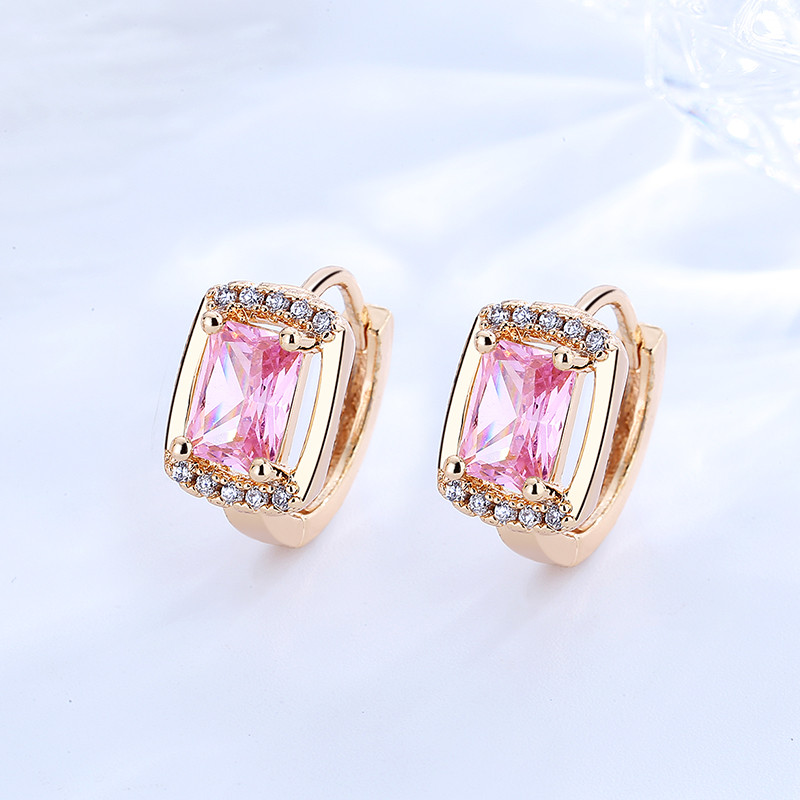Fancy Cubic Zirconia Women Earring pink 2