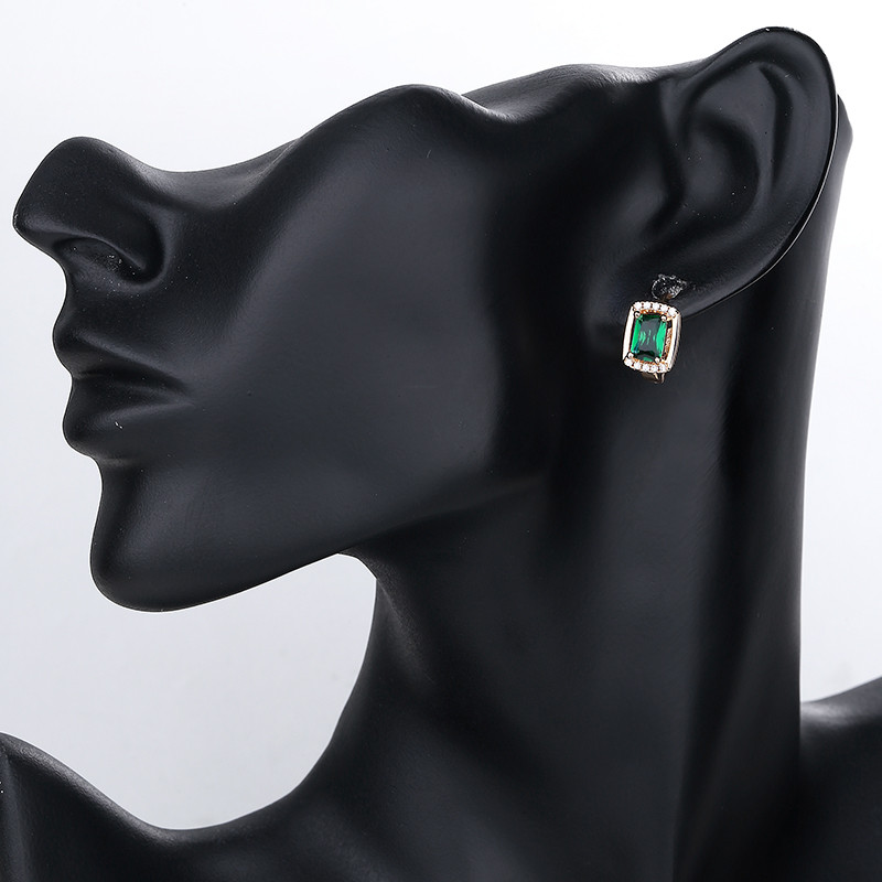 Fancy Cubic Zirconia Women Earring green wearing