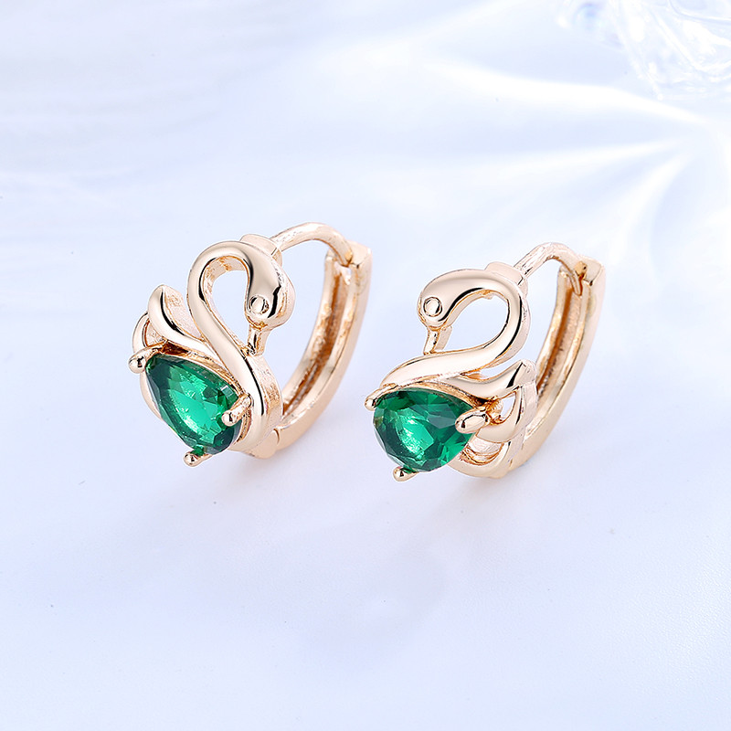 Iconic Swan Huggie Hoop Earring green 2