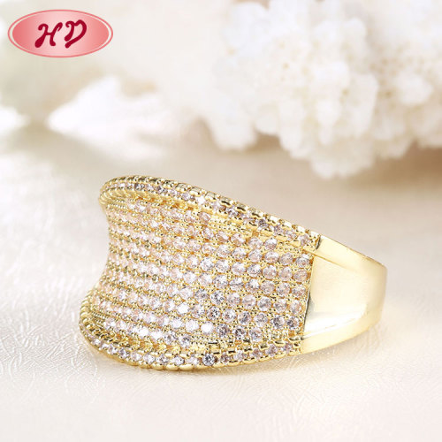 Custom Made Fashion Accessories Wholesale | Chunky Ring Rhodium 18k Gold Plated in Brass with Cubic Zirconia | China Jewelry Wholesale Market