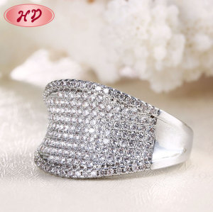 Custom Made Fashion Accessories Wholesale | Chunky Ring Rhodium 18k Gold Plated in Brass with Cubic Zirconia | China Jewelry Wholesale Market