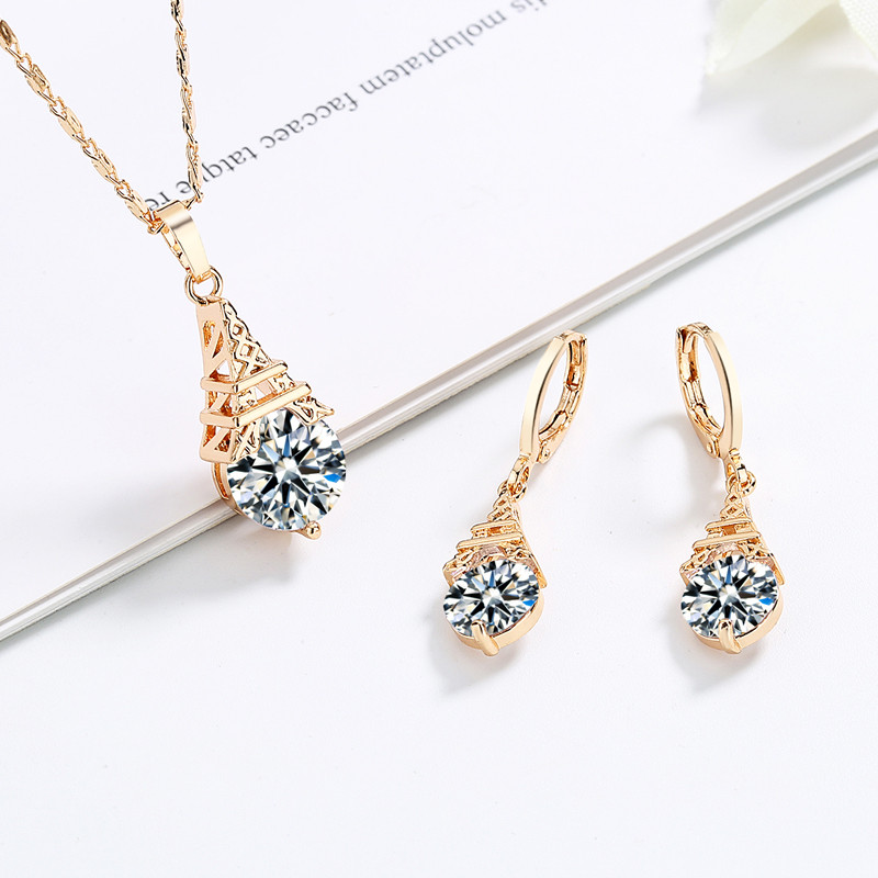 Cubic Zirconia Eiffel Tower Jewelry Sets