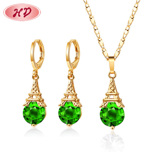 Wolesale Jewelry De Oro Laminado 18k| Paris Effle Tower Fancy Woman Earrings and Necklace Set Non Tarnish| Jewellery Factories in China