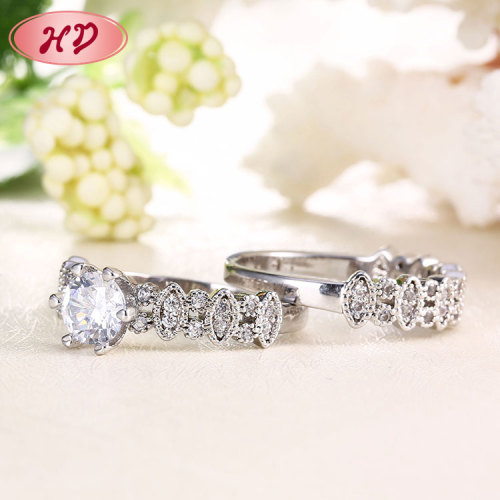 Custom Engagement Rings| Women Zirconia Matching Rings Wholesale|AAA CZ Rhoidium Plated Rings
