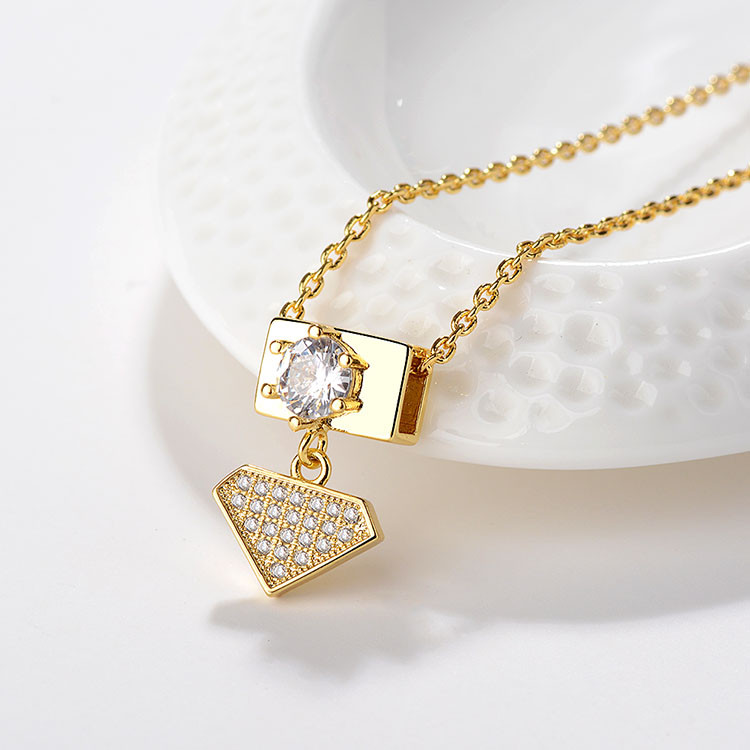 Geometry Love Heart Chunky Pendant Necklace 18 gold plated
