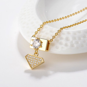 American Fashion Jewellery Wholesale |Geometry Love Heart Chunky Pendant Necklace| 18k Yellow White Gold Rhodium Plated Brass Jewelry Wholesaler