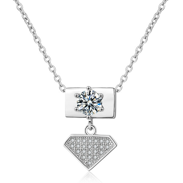 Venta al por mayor de joyería de moda estadounidense |Collar colgante grueso con corazón de amor geométrico| Mayorista de joyas de latón chapado en rodio en oro blanco amarillo de 18 k