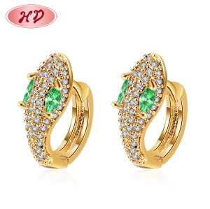 Factory Direct Sale| Iced Out Cubic Zirconia Snake Hugging Hoop Earring| 18k Gold Plated Brass Mayoreo Aretes Aesthetic
