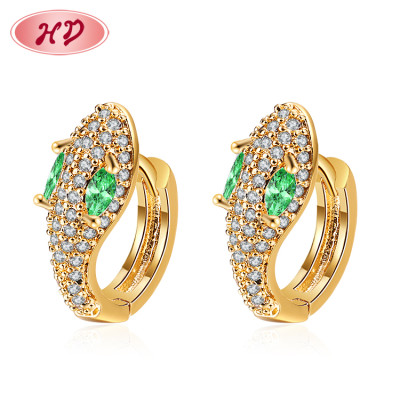 Factory Direct Sale| Iced Out Cubic Zirconia Snake Hugging Hoop Earring| 18k Gold Plated Brass Mayoreo Aretes Aesthetic