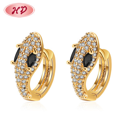 Factory Direct Sale| Iced Out Cubic Zirconia Snake Hugging Hoop Earring| 18k Gold Plated Brass Mayoreo Aretes Aesthetic