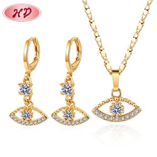 Wholesale Jewellery Set Low Price| Evil Eye Earring n Necklace Jewelry Set| 18k Gold Plated On Brass Cubic Zirconia Jewelry