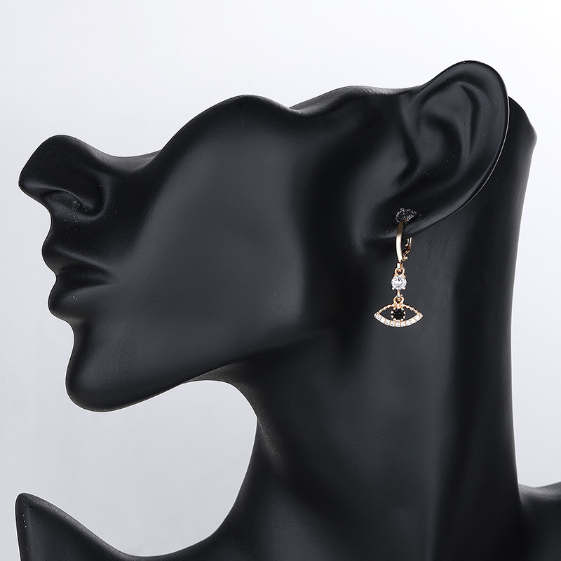 3 Pieces Evil Eye Necklace and Earring Set black earring