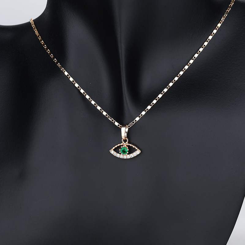 3 Pieces Evil Eye Necklace and Earring Set green necklace