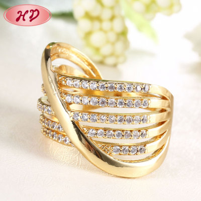 Wholesale Promise Rings| Chunky Fancy Luxury Personality Design| Zirconia 18k Gold Plated Rhodium Plate Brass Women Ring