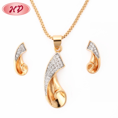 Whoelsale Modern Retro Custom Jewelry Manufacture| Unique Fancy Set of Necklace and Earrings| 18k Gold Plated on Brass Cubic Zirconia AAA Grade Jewellery