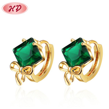 Plated Gold Jewelri Ear Ring Women Wholesale| Square Zirconia With Tie Knot| 18k Gold Plate Joyeria Earring Supply