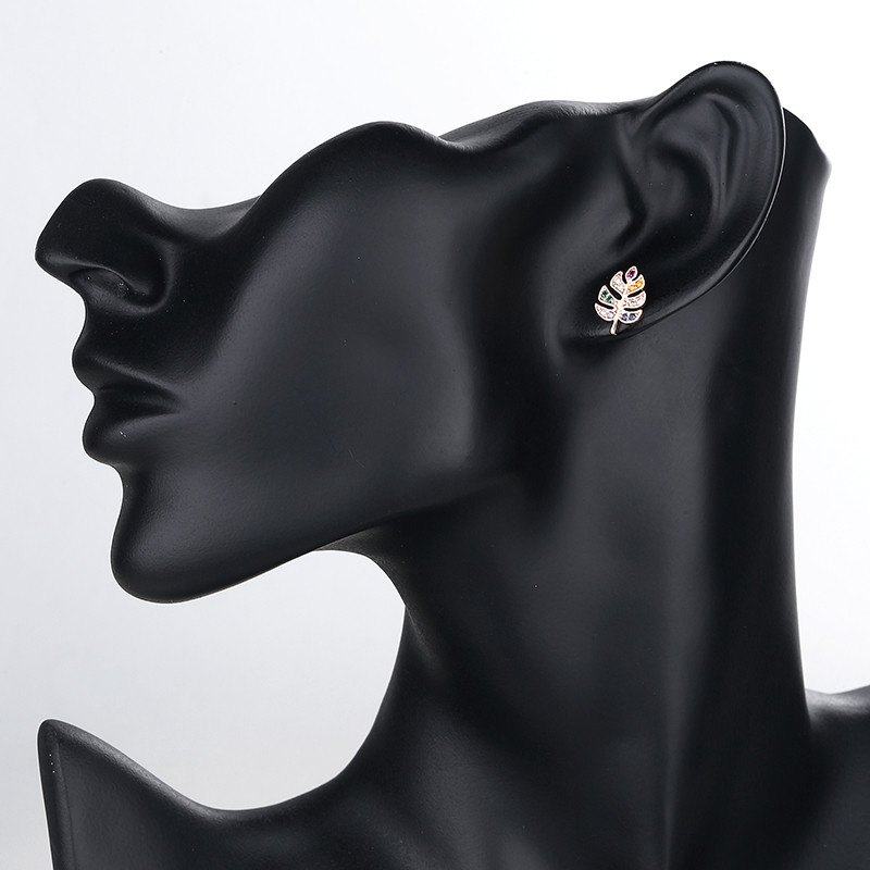 Leaf Stud Earring multi wearing