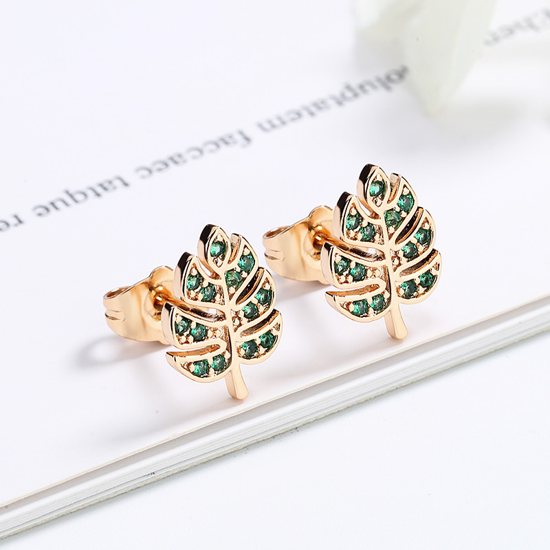 Leaf Stud Earring green 1