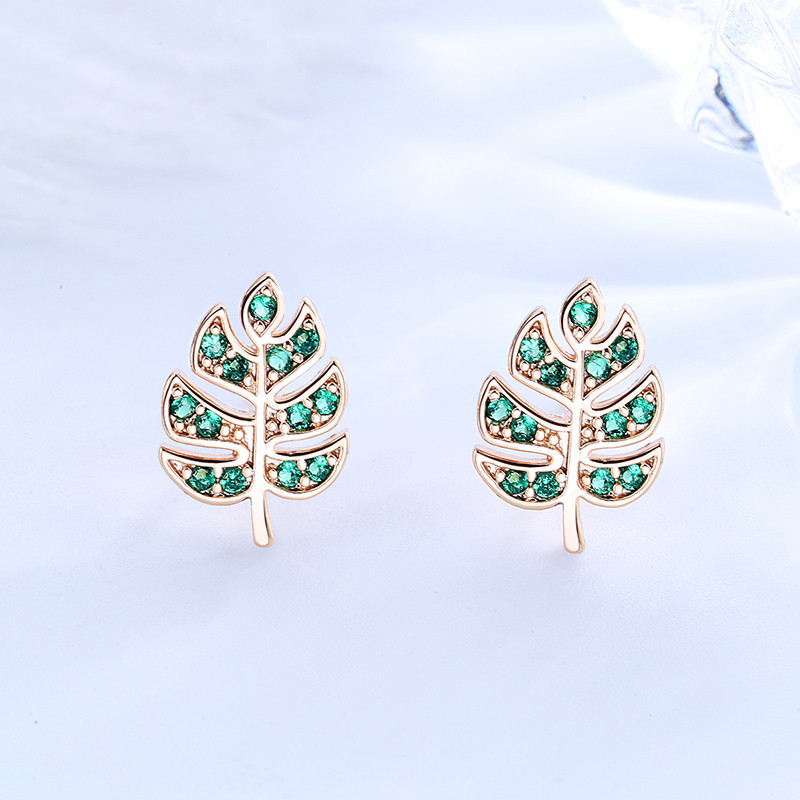 Leaf Stud Earring green 2