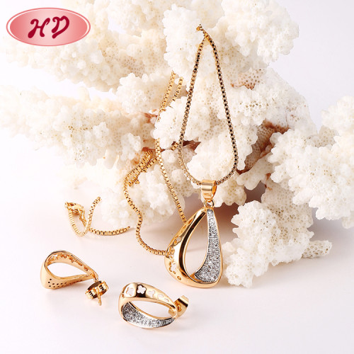 Minimalist Necklace and Earrings Elegant Jewelry Set Wholesale| Retro Luxury Design| 18k Plated Gold Zirconia Jewellery for Woman