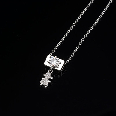 China-by-wholesale Jewelry Little Girl| Bulk Necklace 18k Gold Rhodium Plated Creative Pendant| Necklace with Cubic Zirconia
