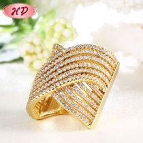 Women Chunky Thick Golden Rings Gold Rhodium Plated Rings AAA Cubic Zirconia Stones Personalized