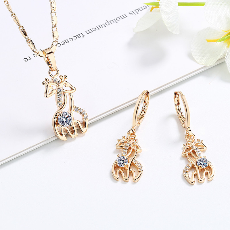 Giraffe Cute Jewelry Set of Earring and Necklace