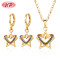 Bulk Accessories Wholesale| Star Heart Necklace Earrings Fashion Women Jewelry Joyeria Set| 18k Gold Plated AAA Zircon Stone