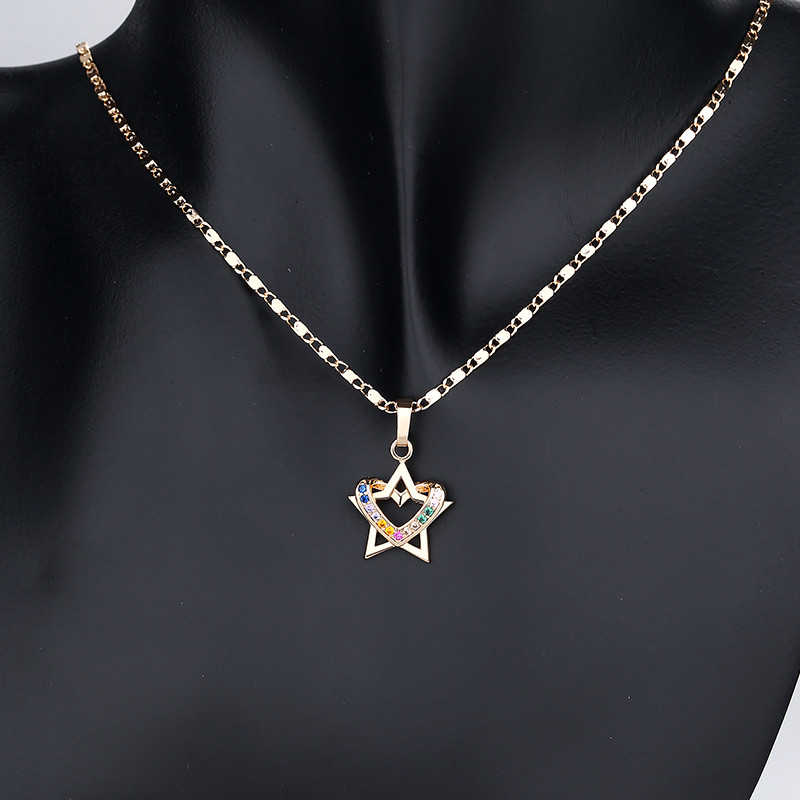 Star with Heart Jewelry Set of Earring and Necklace necklace