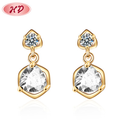 Wholesale CZ Diamond Stud Earrings for Women| Drilling Dangle Charm Copper Earrings Factory Supply With Low Price| 18 k Gold Plated Zirconia Customize Jewelry Exporter