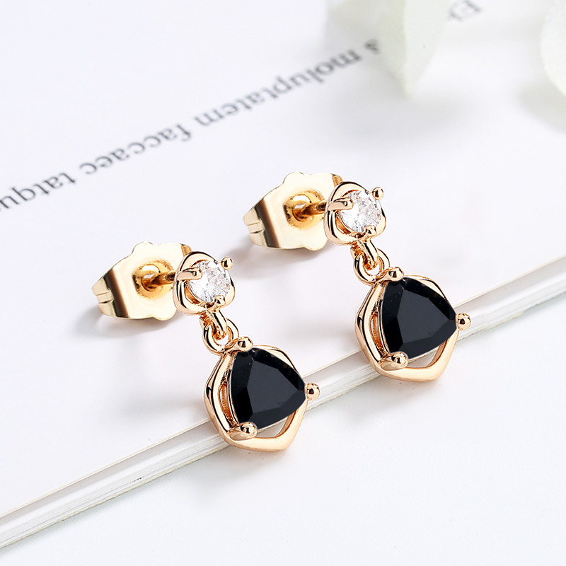 Dangling CZ Stud Earring black