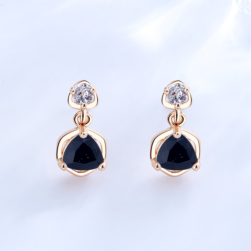 Dangling CZ Stud Earring black 2