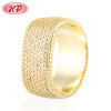 Thick Ring Accessories Wholesale in Bulk| Golden Silver Micropave Promise Rings Plated with Gold Rhodium| Brass Jewelry Exporter