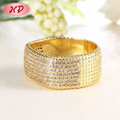 Thick Ring Accessories Wholesale in Bulk| Golden Silver Micropave Promise Rings Plated with Gold Rhodium| Brass Jewelry Exporter