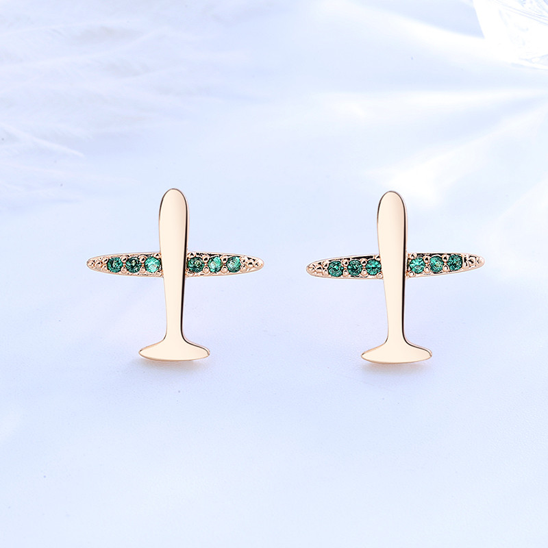 Air Plane Stud Earring green 2