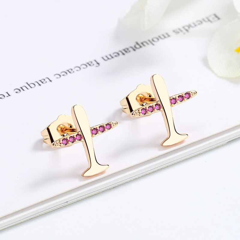 Air Plane Stud Earring pink