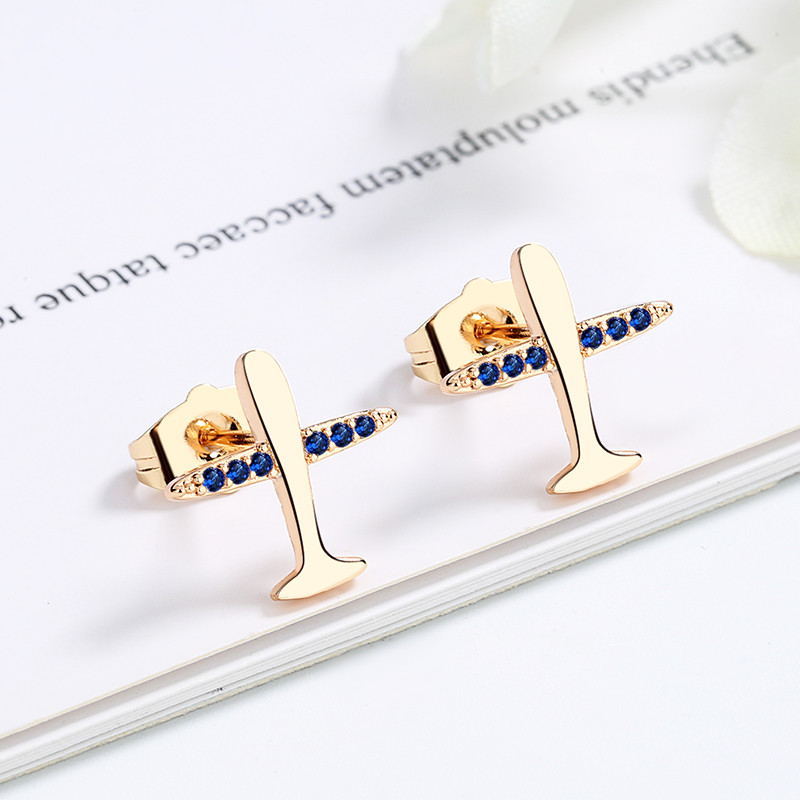 Air Plane Stud Earring blue