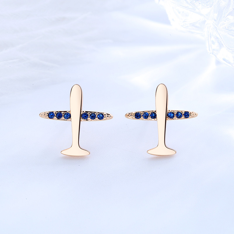 Air Plane Stud Earring blue 2