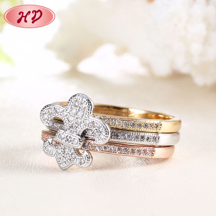 Flower 3 Tones Plated Rings 1