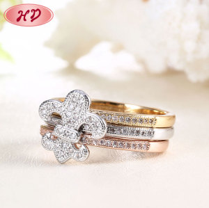 Premium Custom Jewelry Wholesale - Bulk Orders for 3 Color Rings | Flower CZ Wedding Rings with Multi Layers