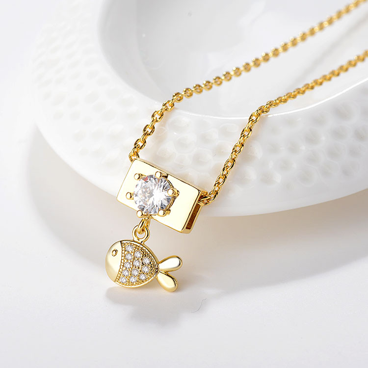 Cubic Zirconia Fish Pendant Necklace