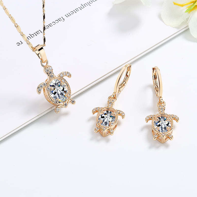 Turtle Pendant Necklace Set Jewelry