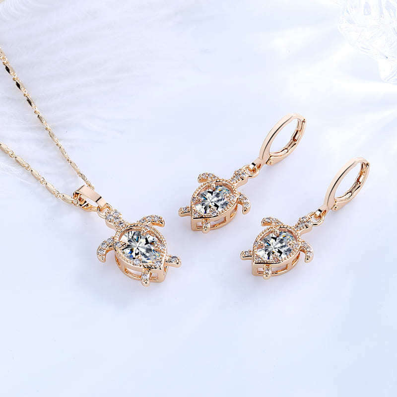 Turtle Pendant Necklace Set Jewelry white 2