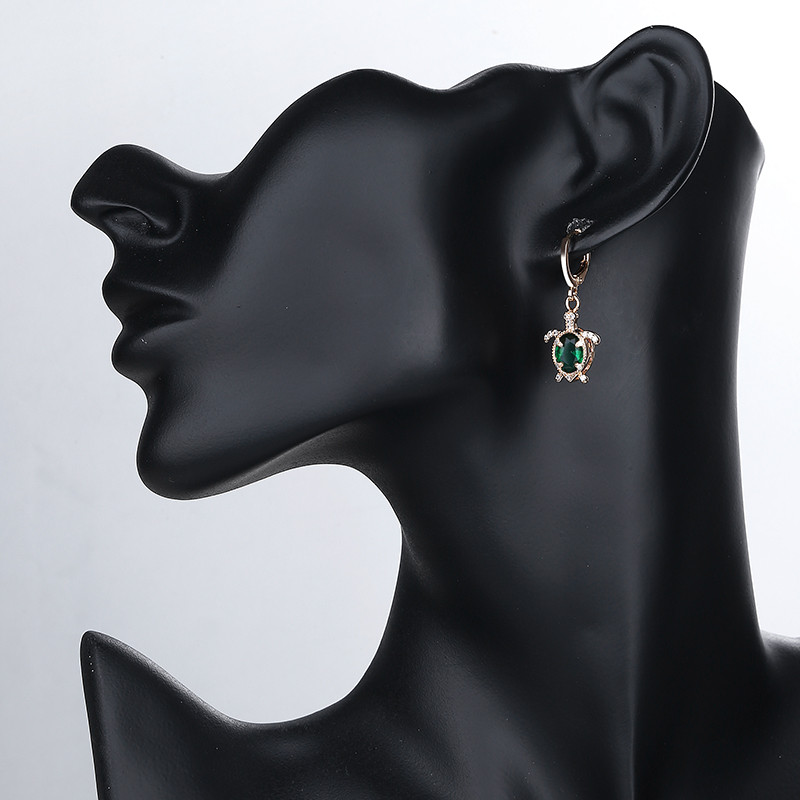 Turtle Pendant Necklace Set Jewelry green earring
