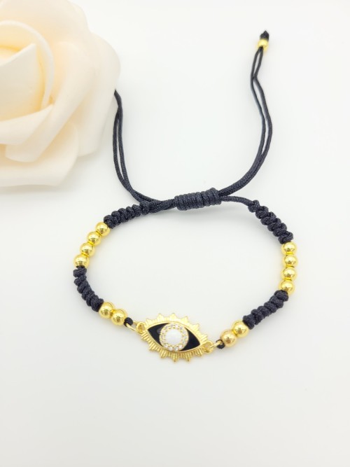 Women Evil Eye Bracelet Wholesale Adjustable Bracelet Chain| Cubic Zirconia Rope Eyes Shpe Stone 18K Gold Sport Chain Supplier