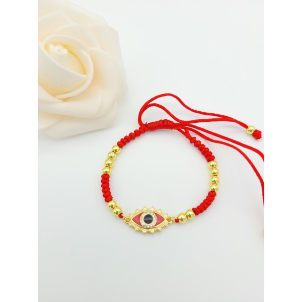 Pulsera de mal de ojo para mujer Venta al por mayor Cadena de pulsera ajustable | Cubic Zirconia Rope Eyes Shpe Stone Proveedor de cadena deportiva de oro de 18 quilates
