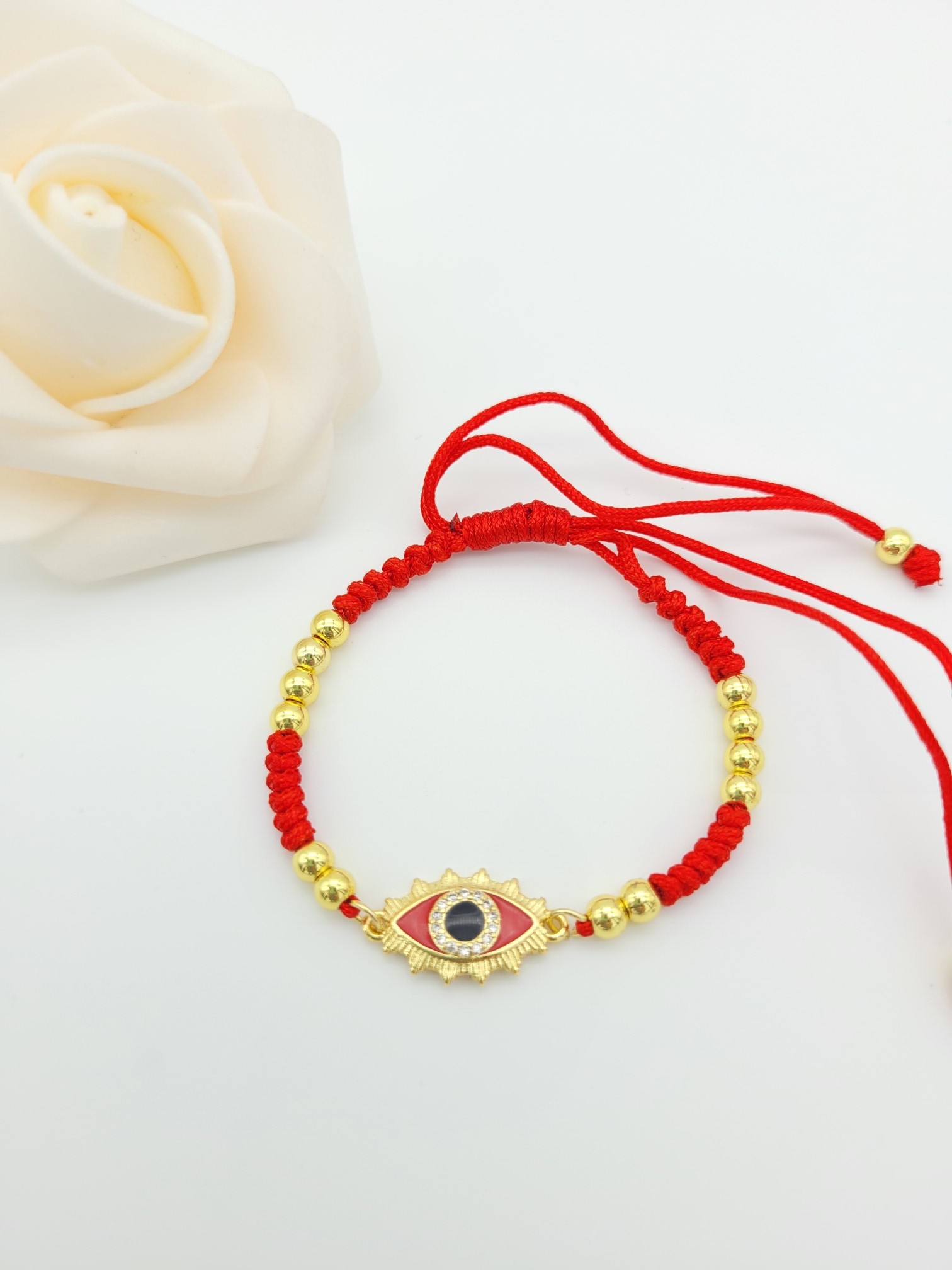 Evil Eye Stone Bracelet Rope Chain red