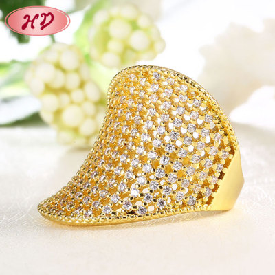 Chunki Promise Cubic Zirconia  Wholesale Exaggerated 18k Gold Plated Rings Jewelry