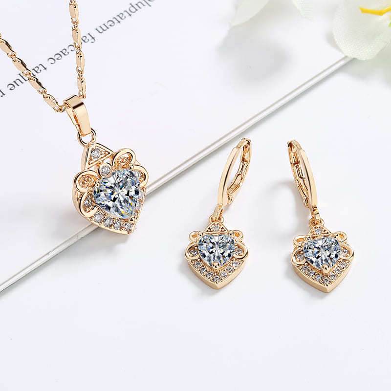 Heart Pendant Necklace Set Jewelry